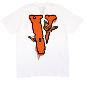 999 JuiceWrld X VLONE Butterfly White Tee with Black Logo RARE